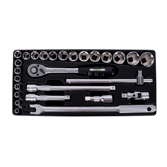 Obrázek Sada hlavic šestihranných 1/2” 27 dílů, plastové plato B