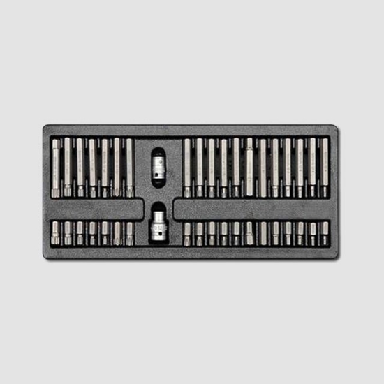 Obrázek Sada zástrčných hlavic XZN, TRX, IMBUS 3/8” a 1/2” 40 dílů, plastové plato A