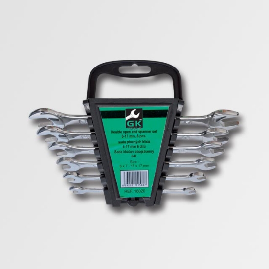 Obrázek Sada plochých klíčů 6-17mm chrom 6 dílů - plastový držák