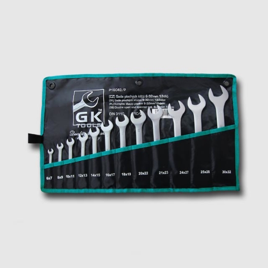 Obrázek Sada plochých klíčů 6-32mm matné 12 dílů - textilní obal